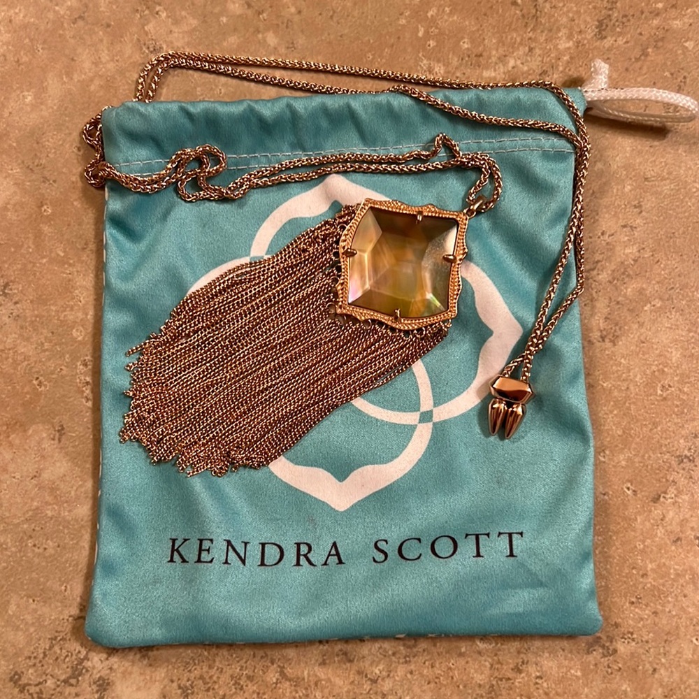 Kendra Scott Rose gold Kingston long pendant necklace